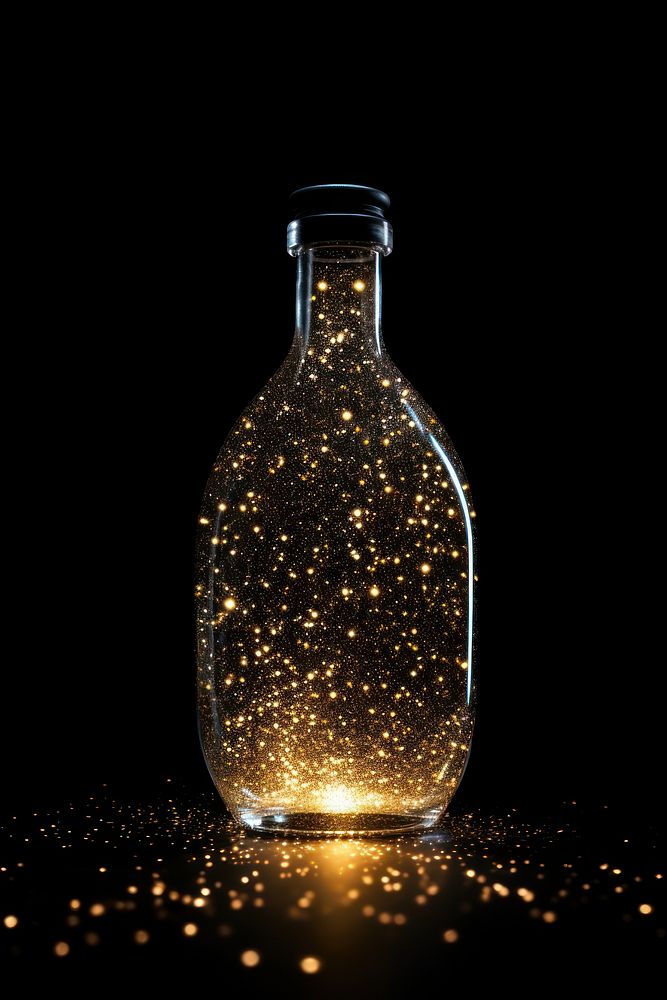 Bottle shape glitter light glass.