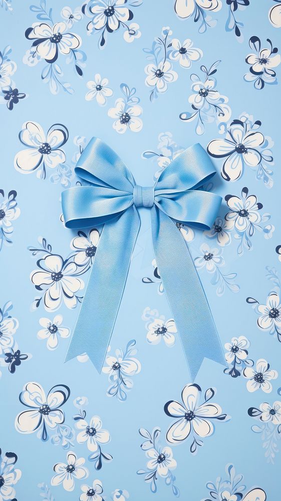 Blue wallpaper ribbon blue bow.