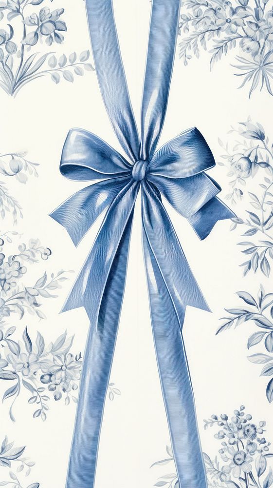 Blue wallpaper pattern ribbon bow.