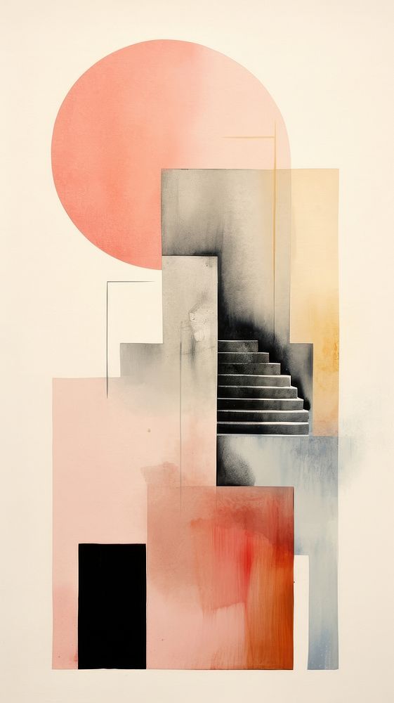 Building architecture staircase painting.