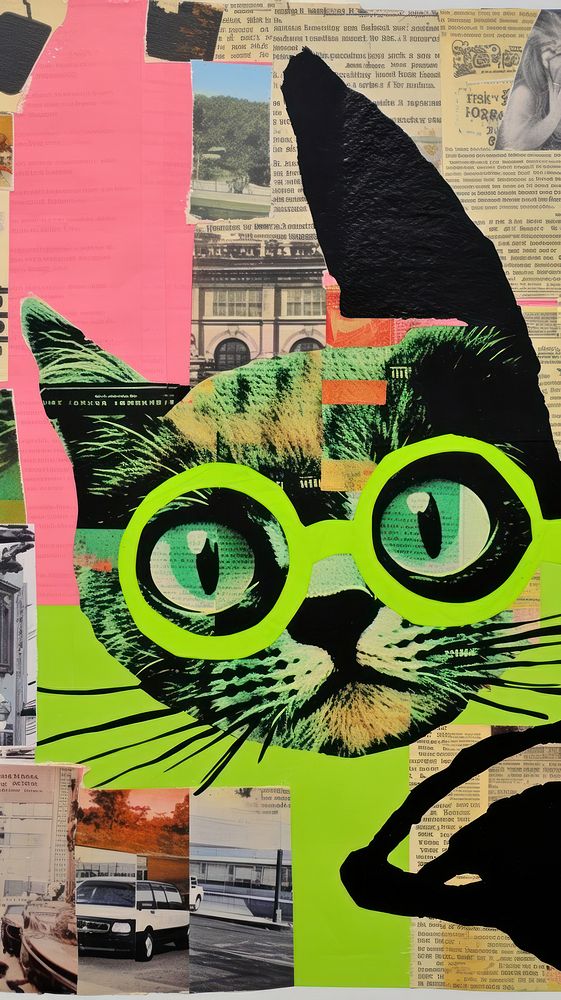 Cat collage poster art.