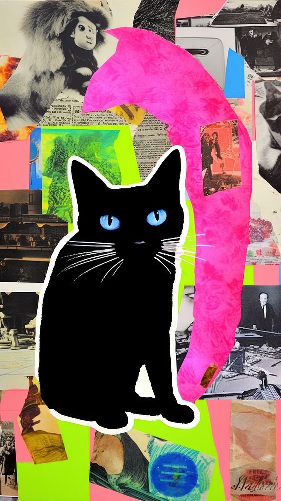 Cat painting collage mammal.