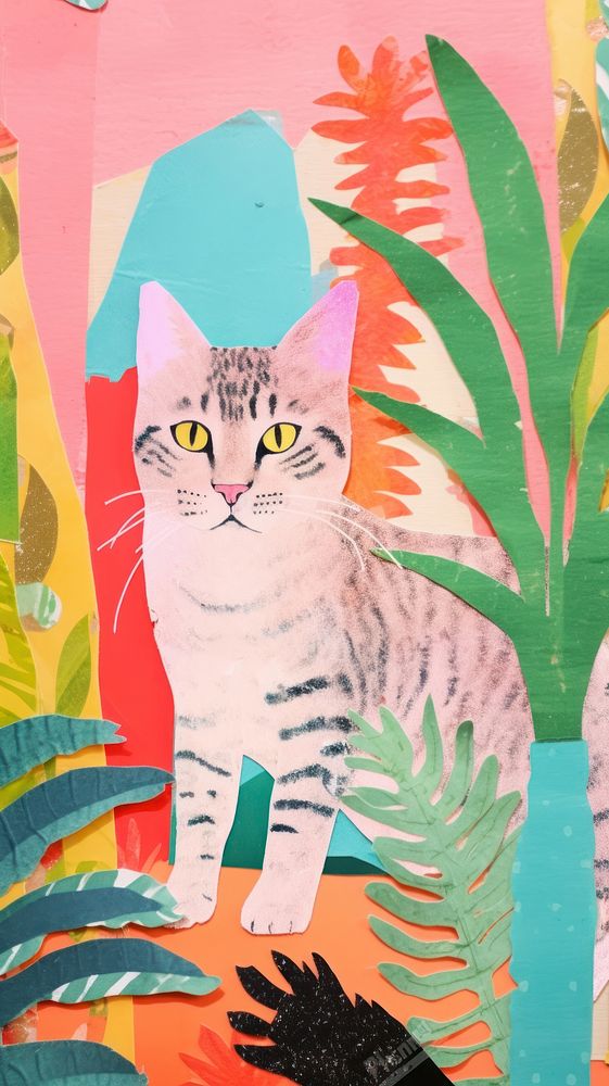 Colorful cat craft backgrounds painting animal.