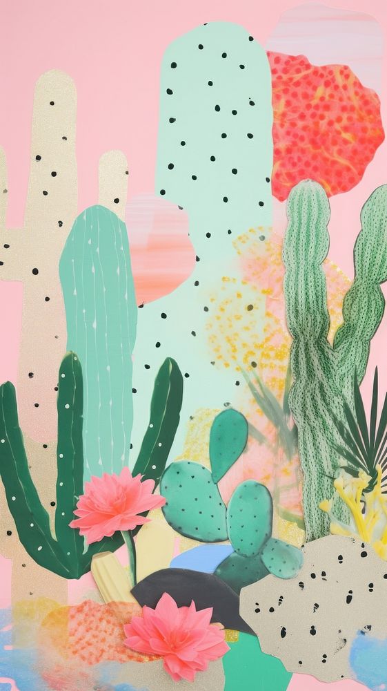 Colorful memphis shapes craft backgrounds outdoors cactus.