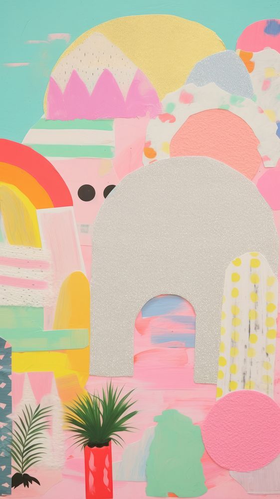 Colorful memphis shapes craft backgrounds painting art.