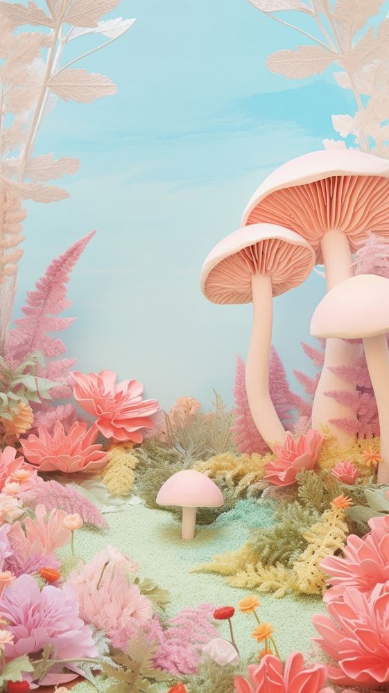 Colorful mushrooms craft outdoors nature fungus.