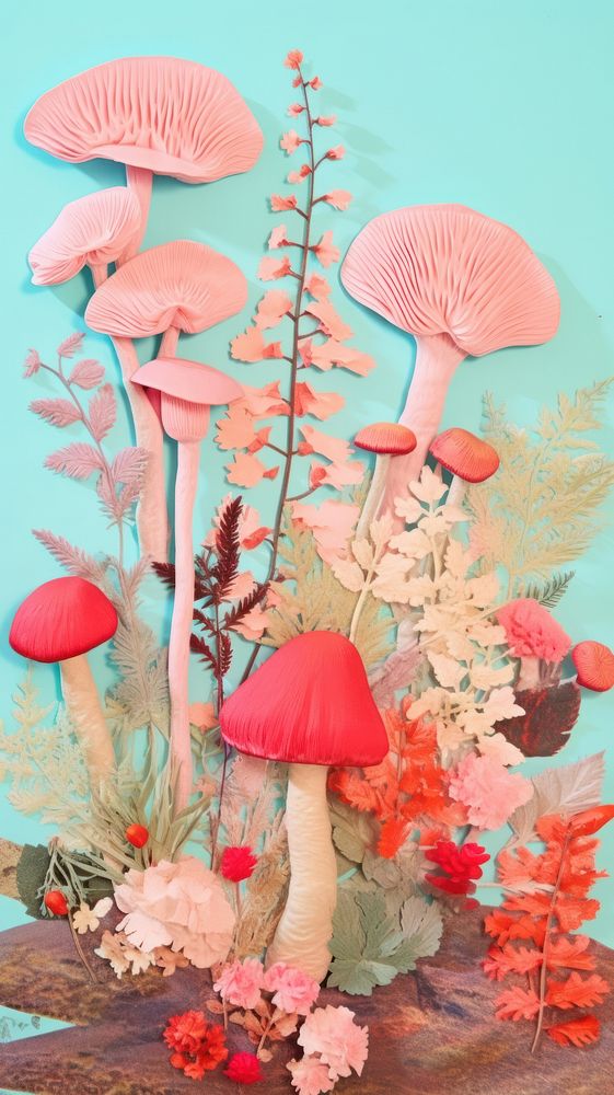 Colorful mushrooms craft fungus person plant.