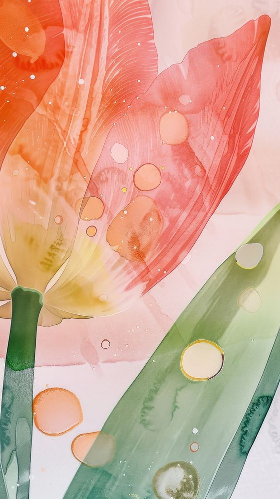 Tulip watercolor wallpaper abstract painting petal.