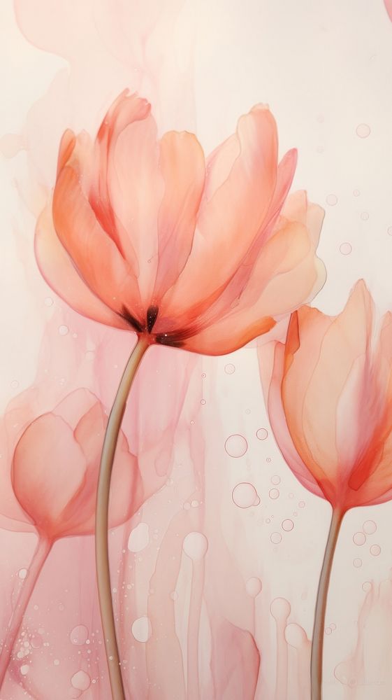 Tulip watercolor wallpaper painting flower petal.