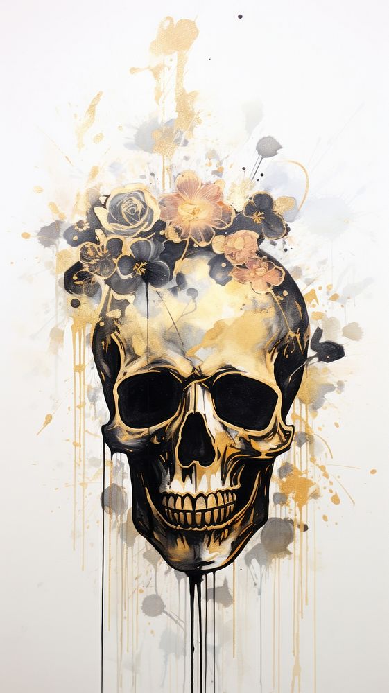 Music Skull wallpaper painting art sunglasses.