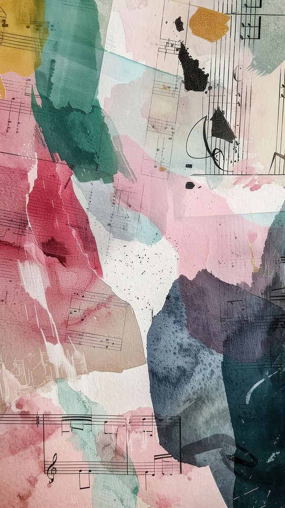 Note music watercolor wallpaper collage abstract painting.