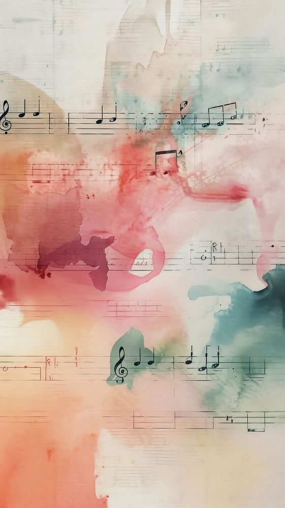 Note music watercolor wallpaper painting abstract art.