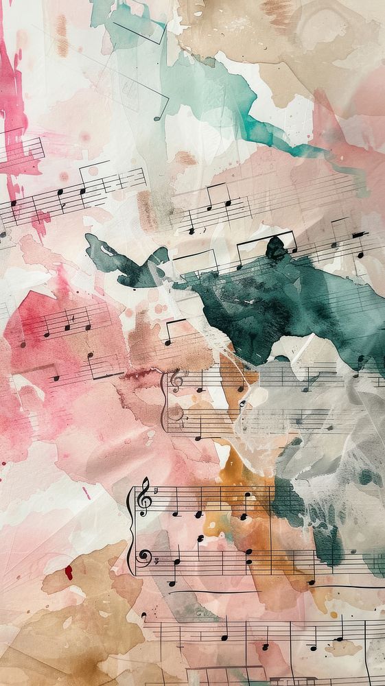 Note music watercolor wallpaper abstract painting art.