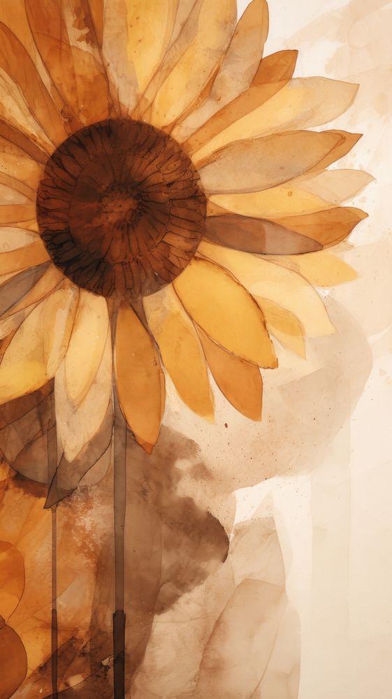 Sunflower painting plant art.