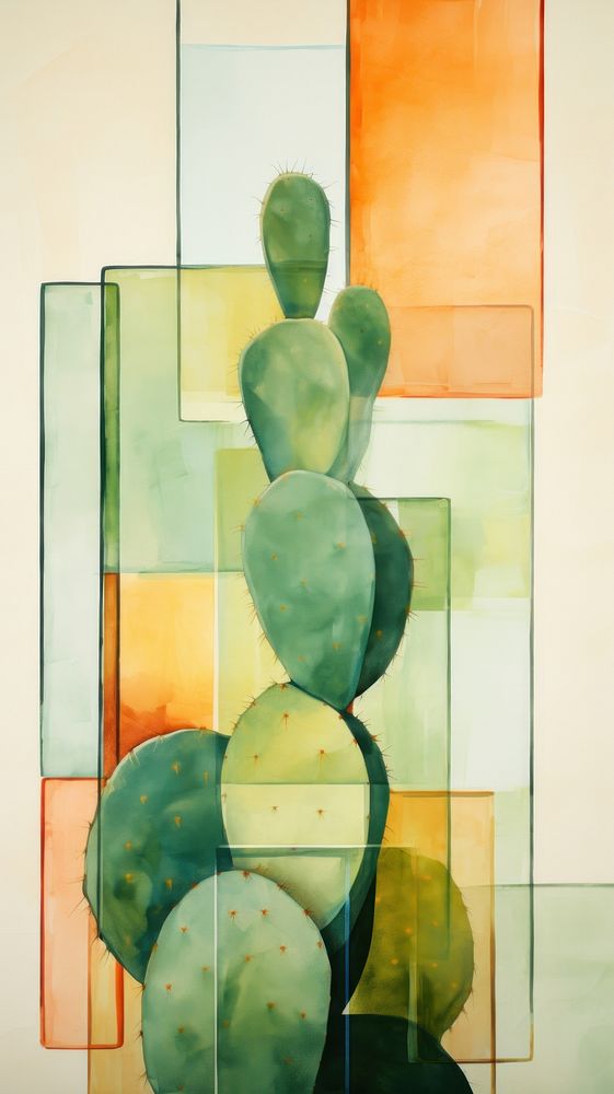 Cactus abstract window art.