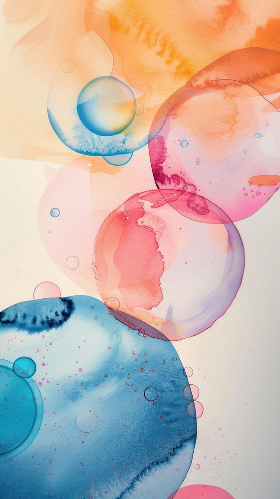 Watercolor wallpaper bubble abstract art.