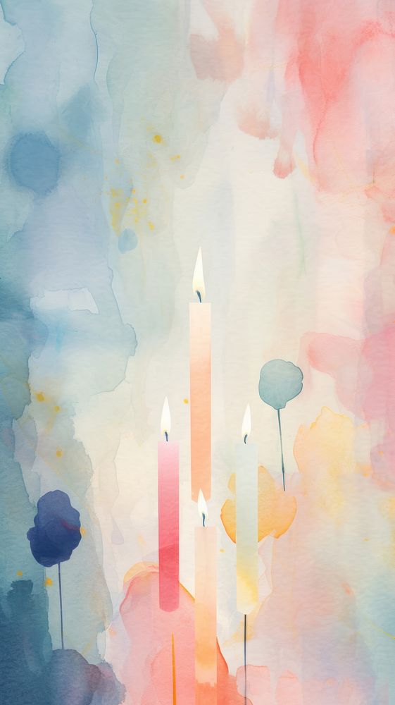 Watercolor wallpaper candle abstract painting.