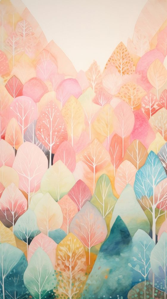 Forest watercolor wallpaper abstract painting plant.