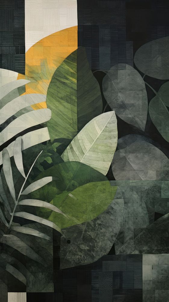 Jungle painting collage plant.
