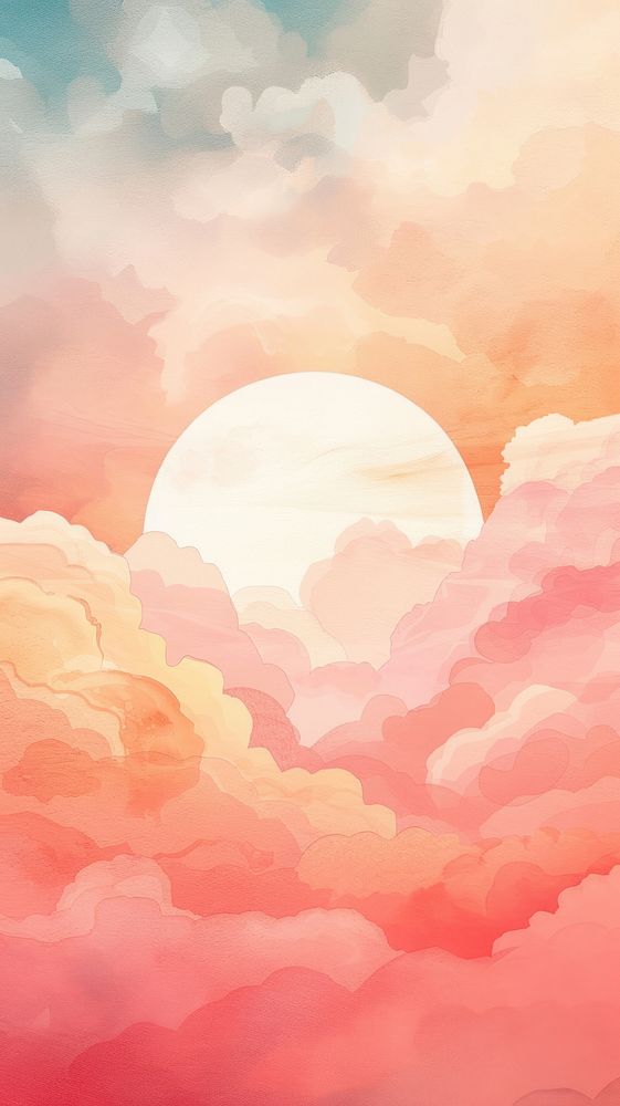 Sunset watercolor wallpaper sky sunlight abstract.