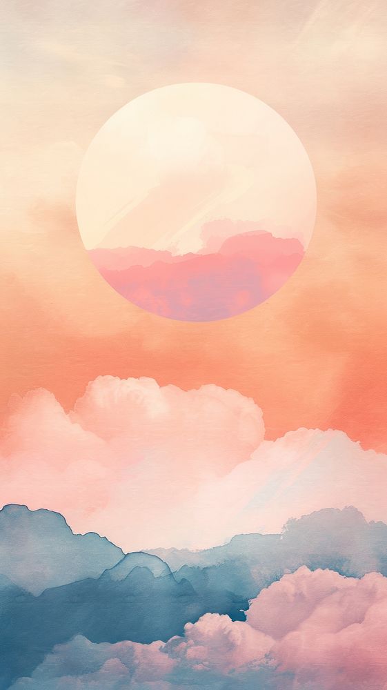 Sunset watercolor wallpaper sky sunlight outdoors.