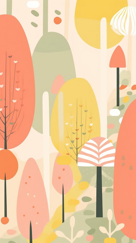 Cute forrest illustration pattern plant backgrounds.