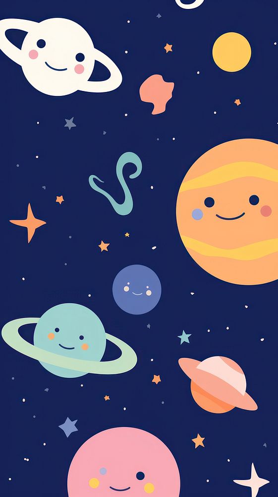 Cute Space illustration astronomy space night.