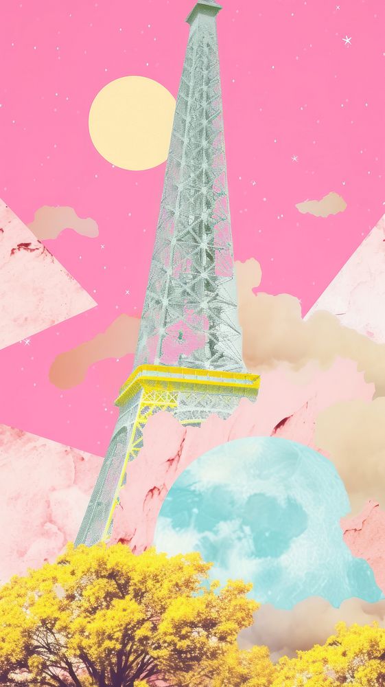 Eiffel tower memphis shapes craft architecture landscape outdoors.