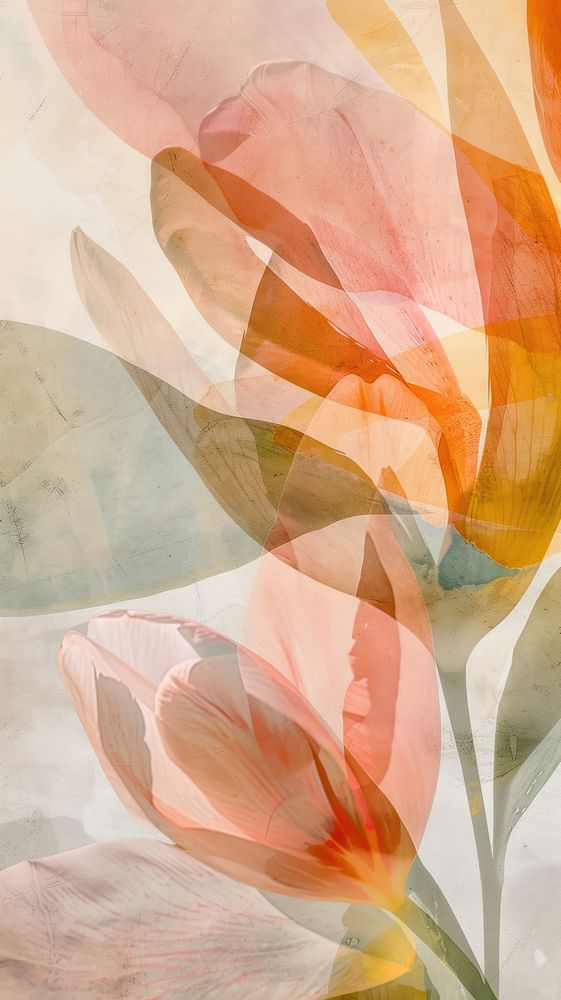 Tulip watercolor wallpaper abstract painting pattern.