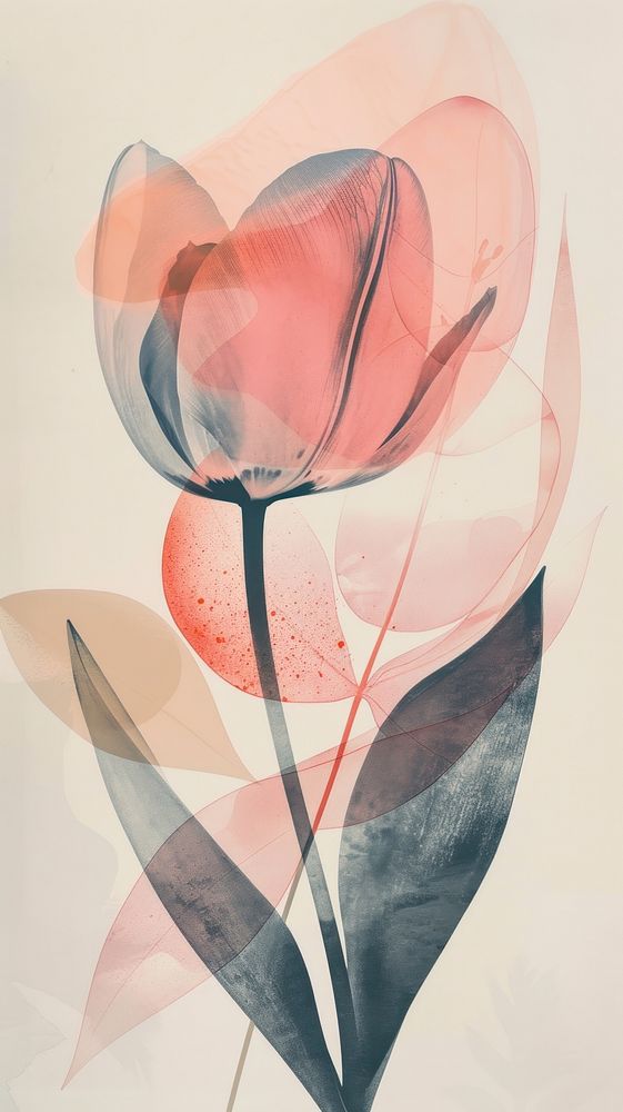 Tulip watercolor wallpaper abstract painting drawing.