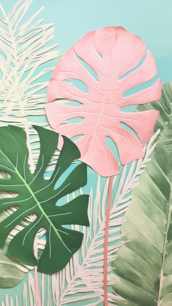 Monstera leaf shapes craft backgrounds painting nature.
