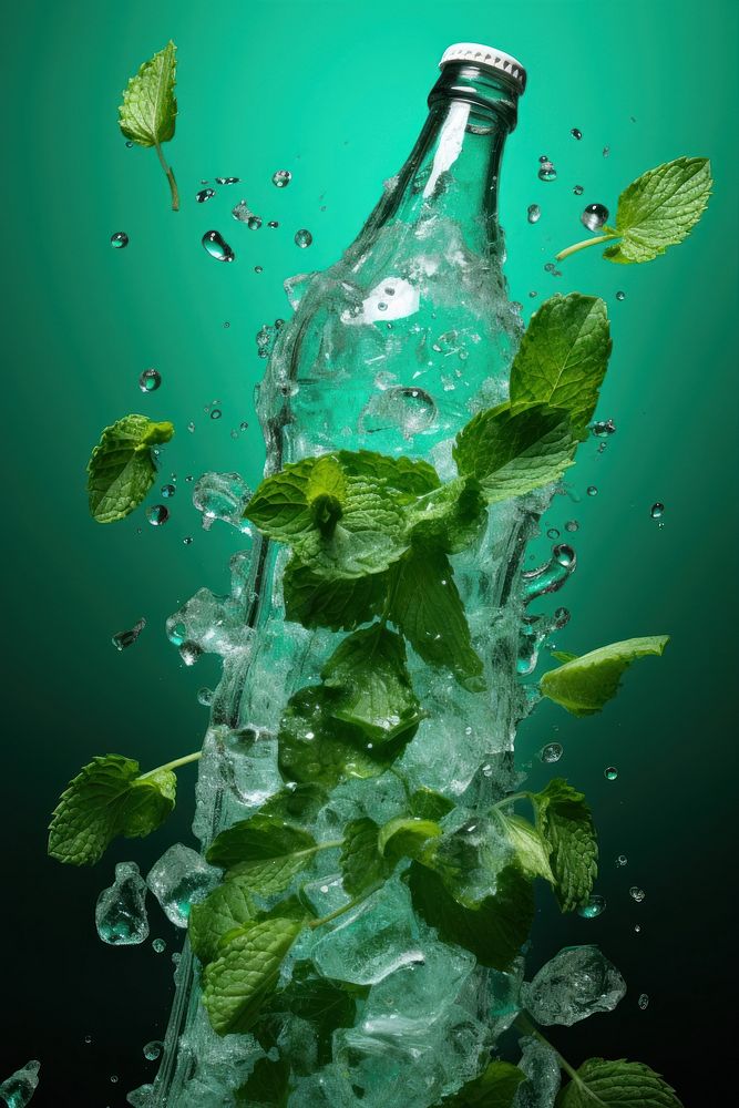 Soda bottle green cocktail mojito.