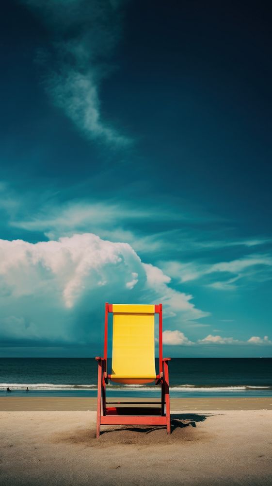 Photography of beach furniture outdoors horizon.