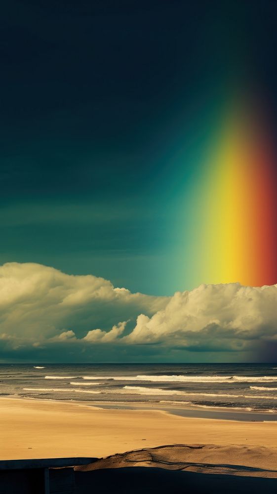 Photography of beach landscape rainbow sunlight.