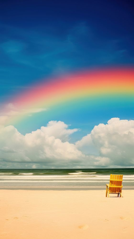 Photography of beach landscape rainbow outdoors.