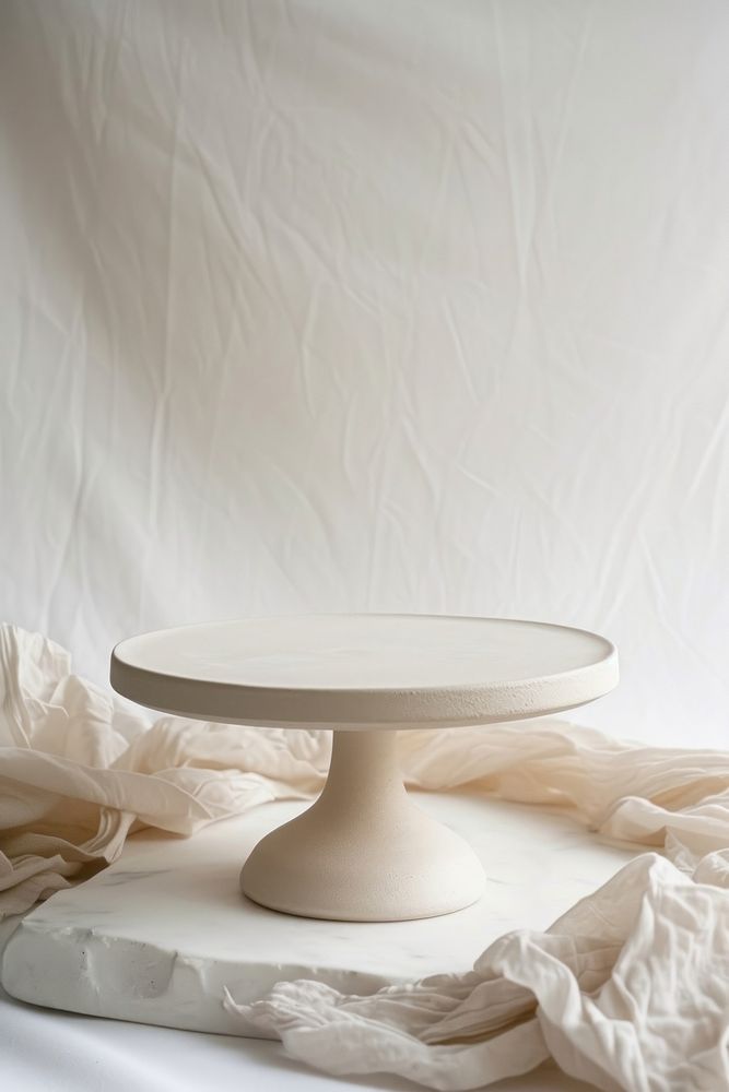 One piece of minimal ceramic pedestal cake plate white porcelain furniture.