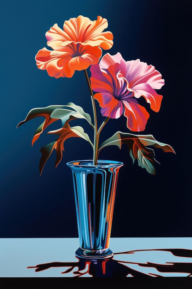 Flower in vase art painting petal.