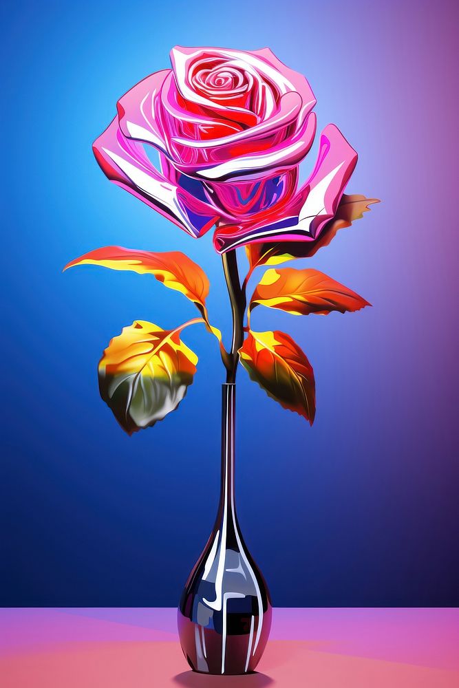 Rose in vase flower plant art.