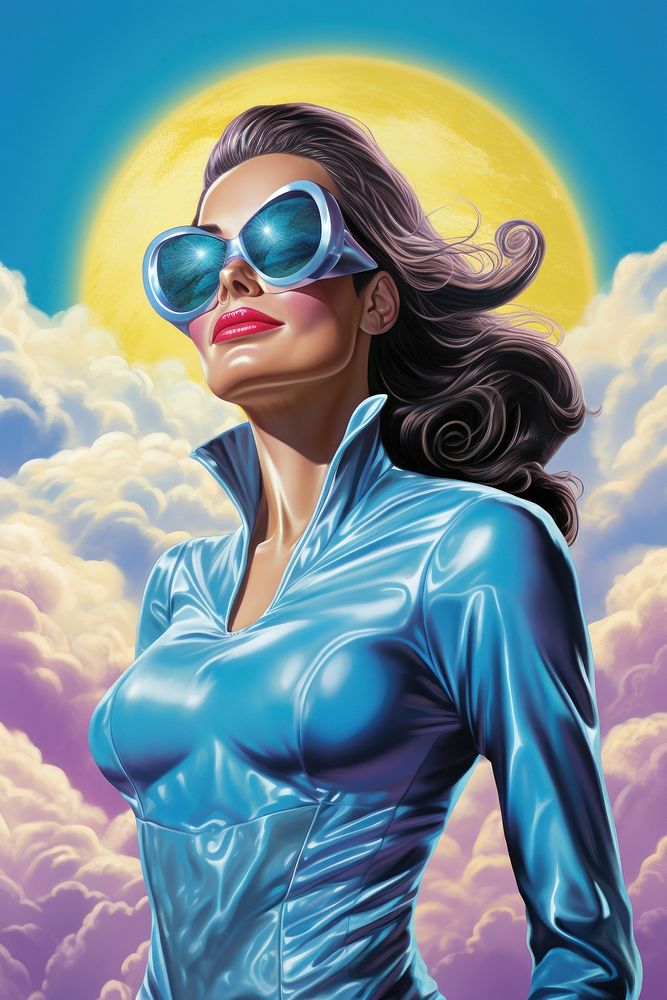 Superhero over cloud sunglasses art accessories.