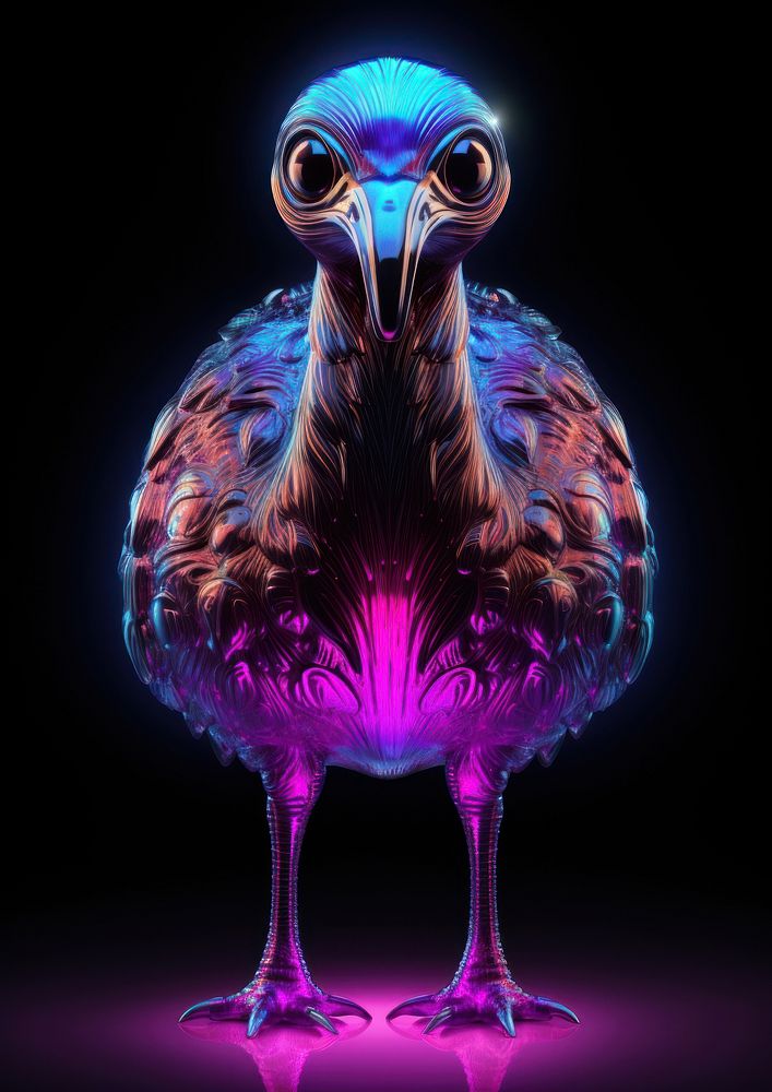 Neon Ostrich ostrich animal purple.