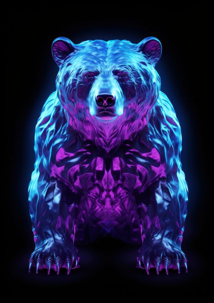 Neon bear animal mammal purple.