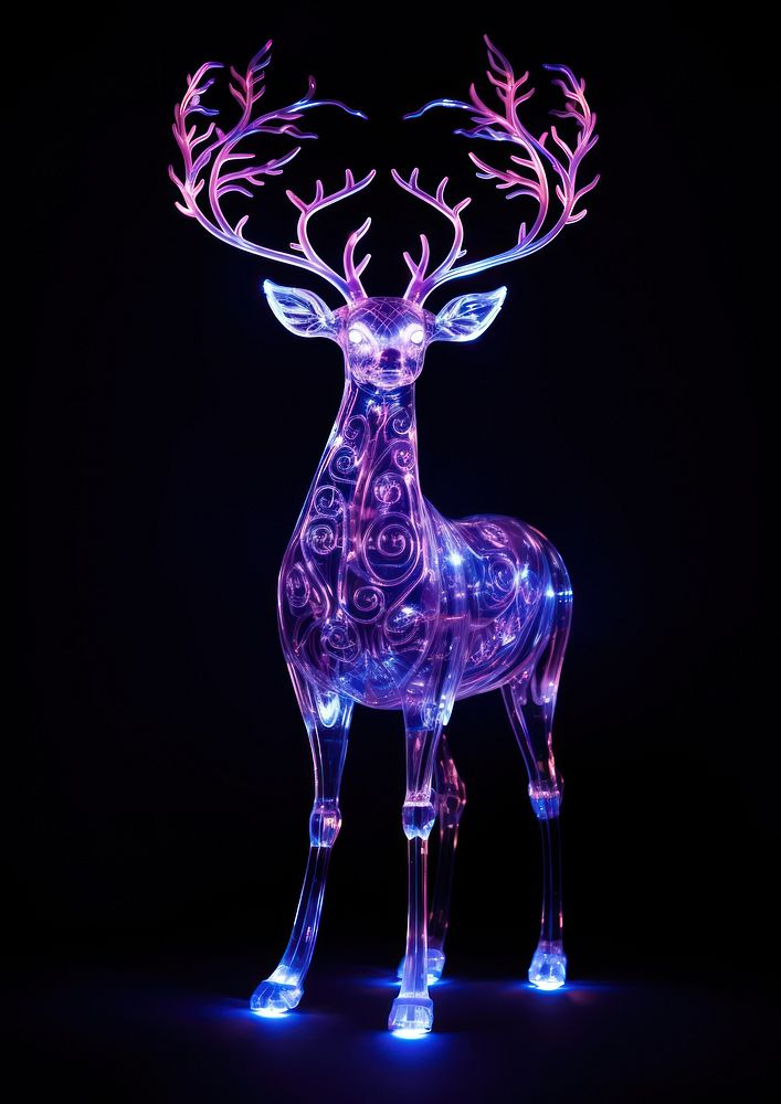 Neon deer animal mammal light.
