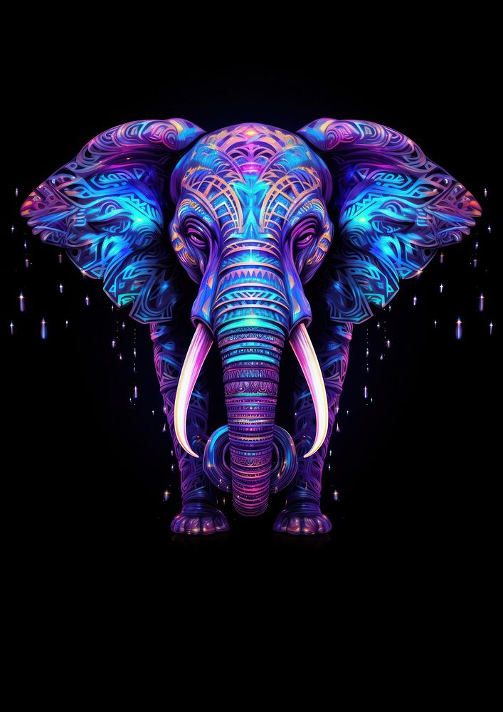 Neon Elephant elephant wildlife animal.