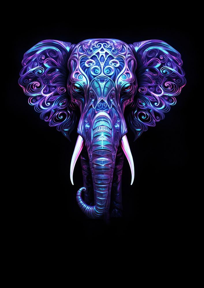Neon Elephant elephant wildlife animal.