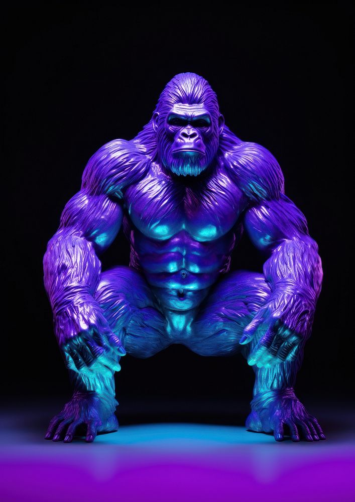 Purple bodybuilding bodybuilder sculpture.