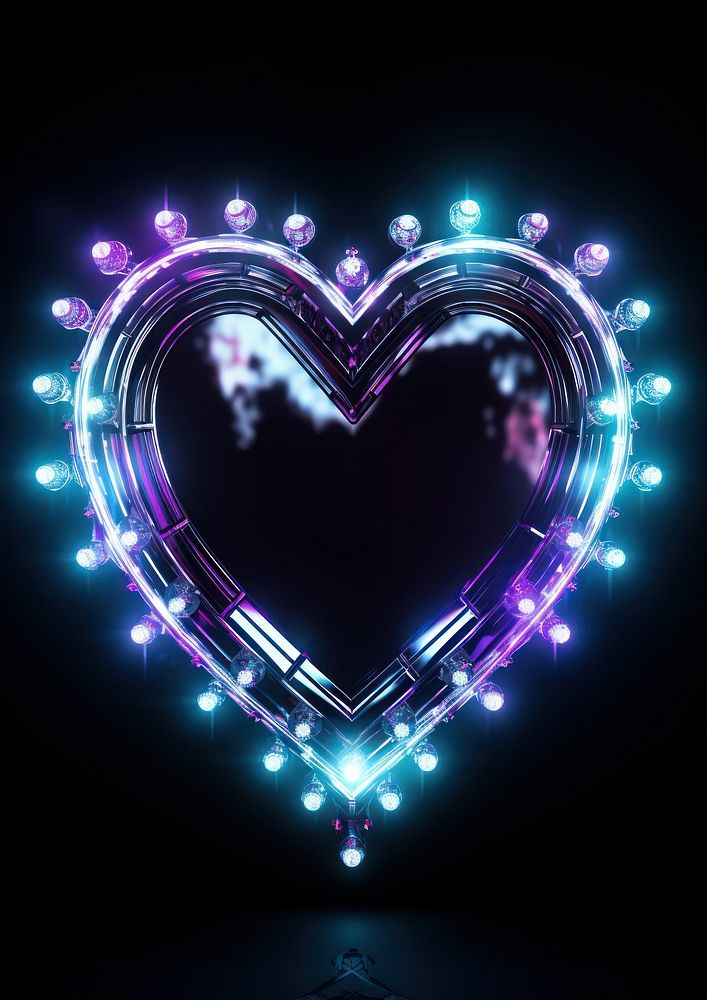 Neon heart light illuminated futuristic.