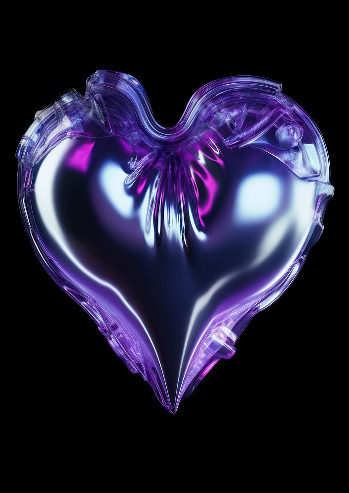 Neon heart violet silver illuminated.