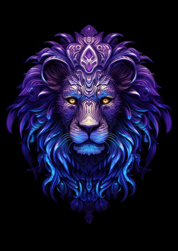 Mammal purple lion representation.
