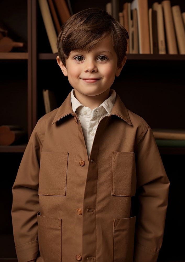 Kid coat with a shirt collar and long sleeves portrait jacket child.