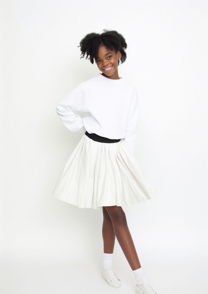 Cheerful black kid skirt miniskirt white.